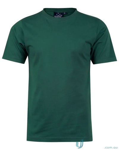 Green crew-neck T-shirt made of combed cotton, perfect for uniforms or workwear