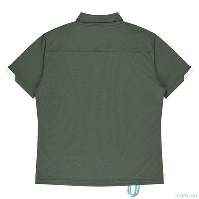 Dark green Morris Mens Polos short-sleeved polo shirt with white inner cuff, perfect for workwear