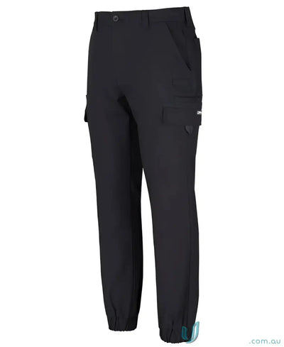 Black cargo pants made from stretch canvas perfect for uniforms and workwear