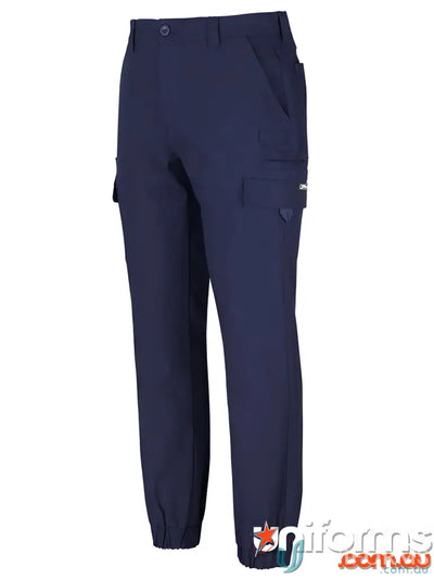 Navy blue stretch canvas cargo pants from Multi Pocket Stretch Canvas Jogger, perfect for workwear and uniforms