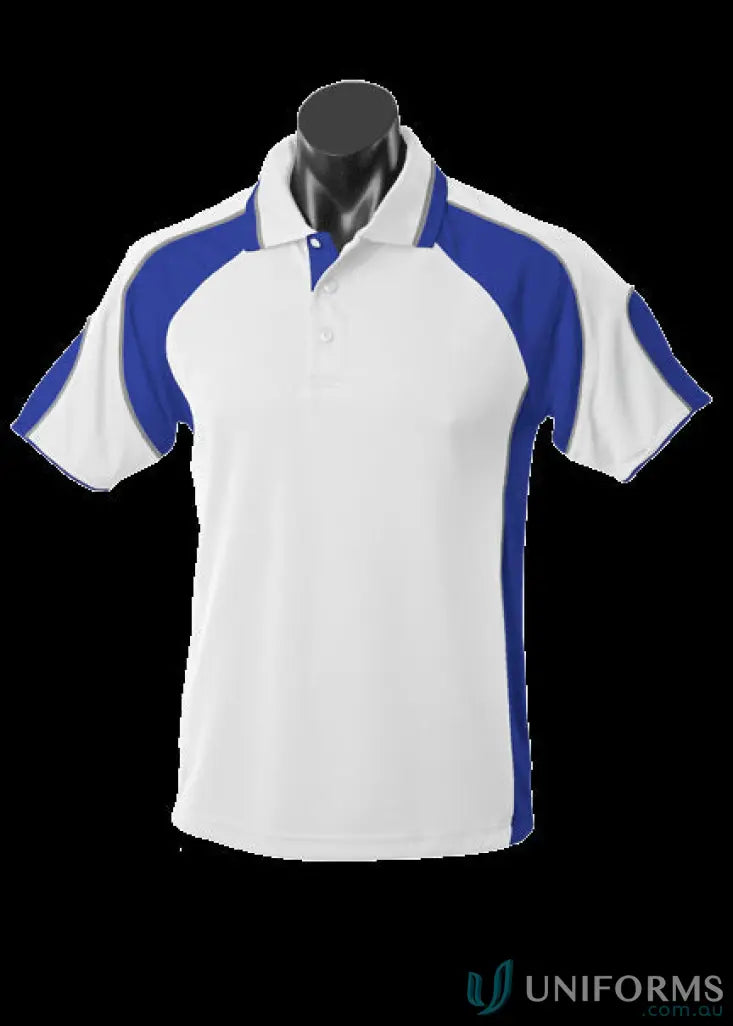 White and blue Murray Polo shirt, perfect for stylish workwear or uniforms