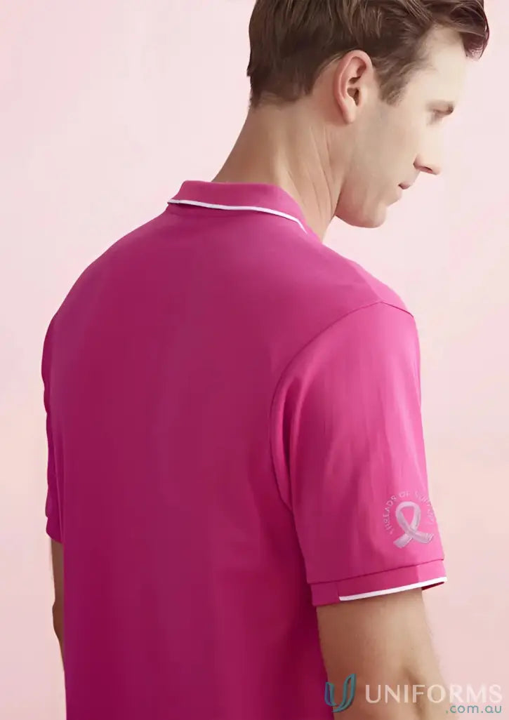 NBCF Pink Polo men’s pink short sleeve shirt with white trim for Bizcare Men’s Pink style
