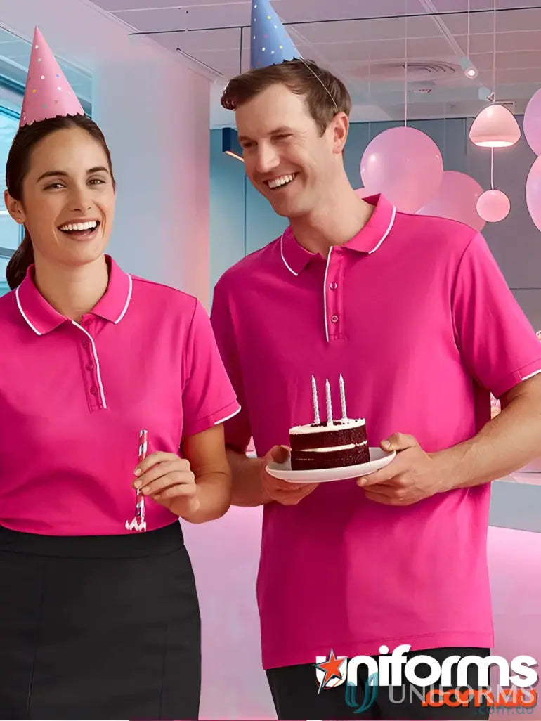 Matching pink polo shirts from NBCF Pink Polo for bizcare men’s pink short style