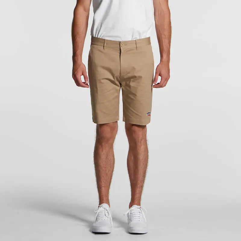 Khaki nemesis ramp shorts classic fit with subtle brand patch perfect for durable workwear and uniforms