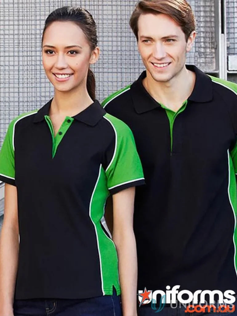 Matching black and green Nitro Polo shirts from Biz Collection Mens short sleeve line