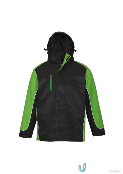 Black lime green Nitro Jacket J10110 with white stripe, zipped pockets, unisex style