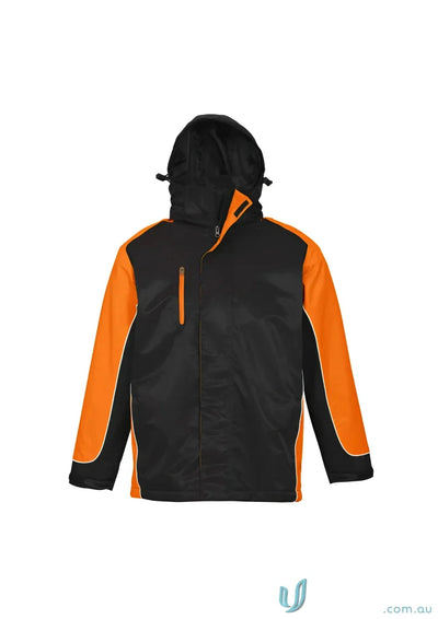 Black and orange waterproof Nitro Jacket J10110 with hood and zip pockets for unisex style
