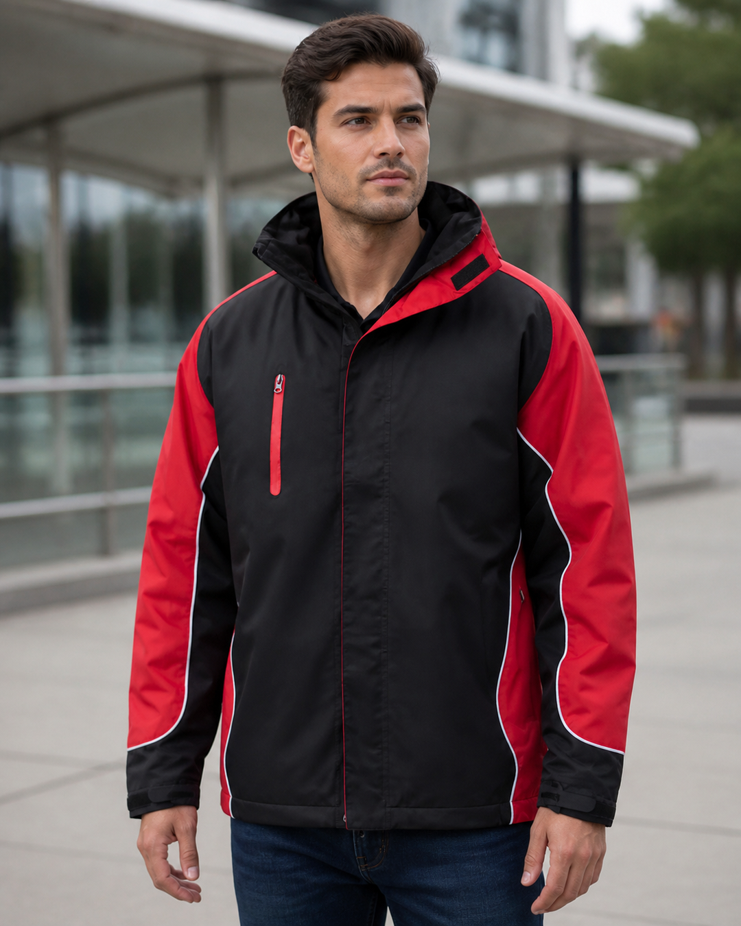Nitro Unisex Jacket black and red on Australian male model