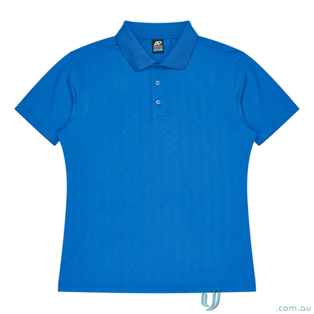 Blue short-sleeved polo shirt from Noosa Mens Polo with noosa vibes and recycled fabric style