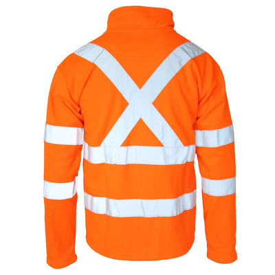 Back view of NSW Rail CSR Taped X-back softshell jacket, water repellent