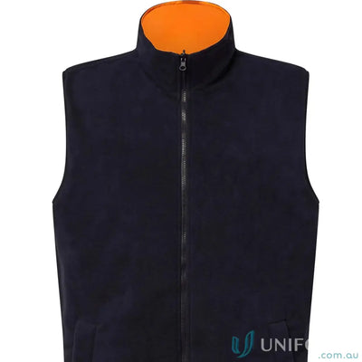 Dark blue NSW Rail reflective 4-in-1 jacket with orange collar and hand warmer pockets