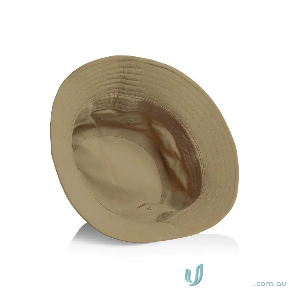 Khaki cotton bucket hat with stitched brim, part of AS Colour 1171 nylon bucket hat collection