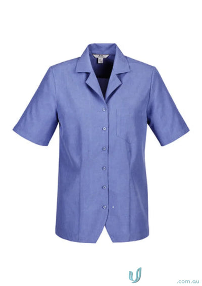 Blue short-sleeved Oasis Plain Overblouse made with biz ComfortCool fabric from Collection Oasis Plain