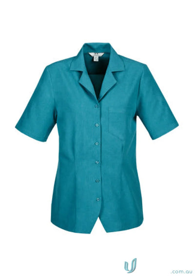 Teal short-sleeved oasis plain overblouse made with biz comfortcool fabric from Collection Oasis Plain