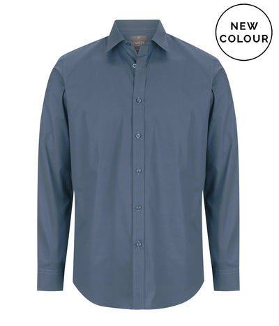 Sleek slim fit Olsen cotton stretch shirt in dark blue