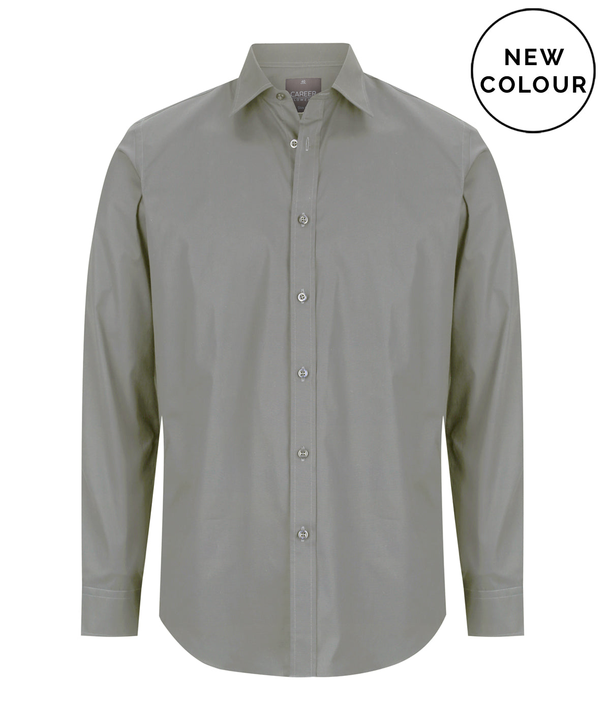 Sleek grey Olsen cotton stretch slim fit shirt with textured cuffs