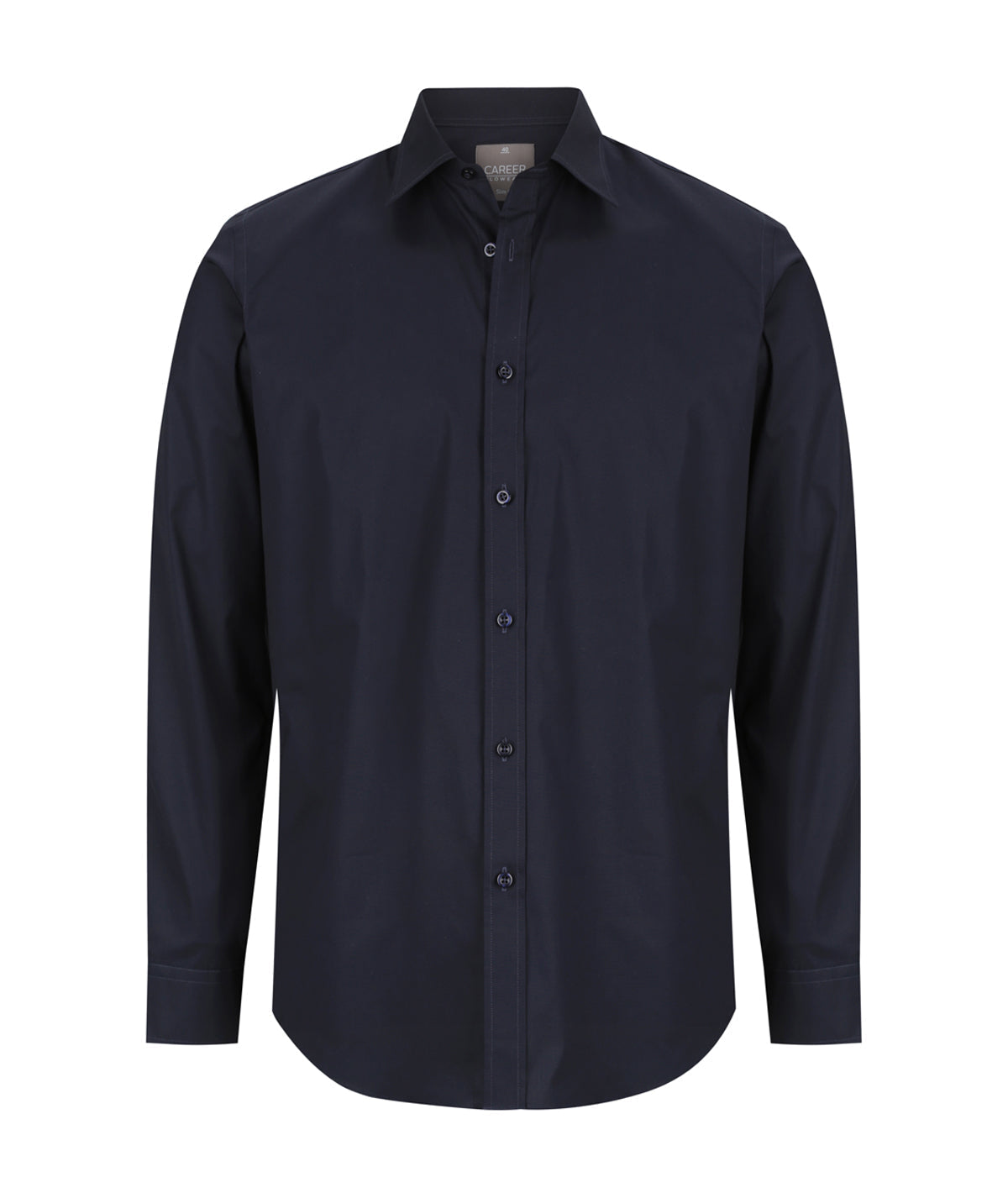 Sleek black slim fit Olsen cotton stretch shirt front view