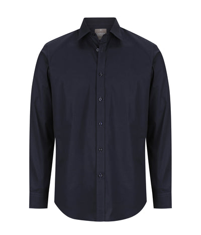 Sleek black slim fit Olsen cotton stretch shirt front view