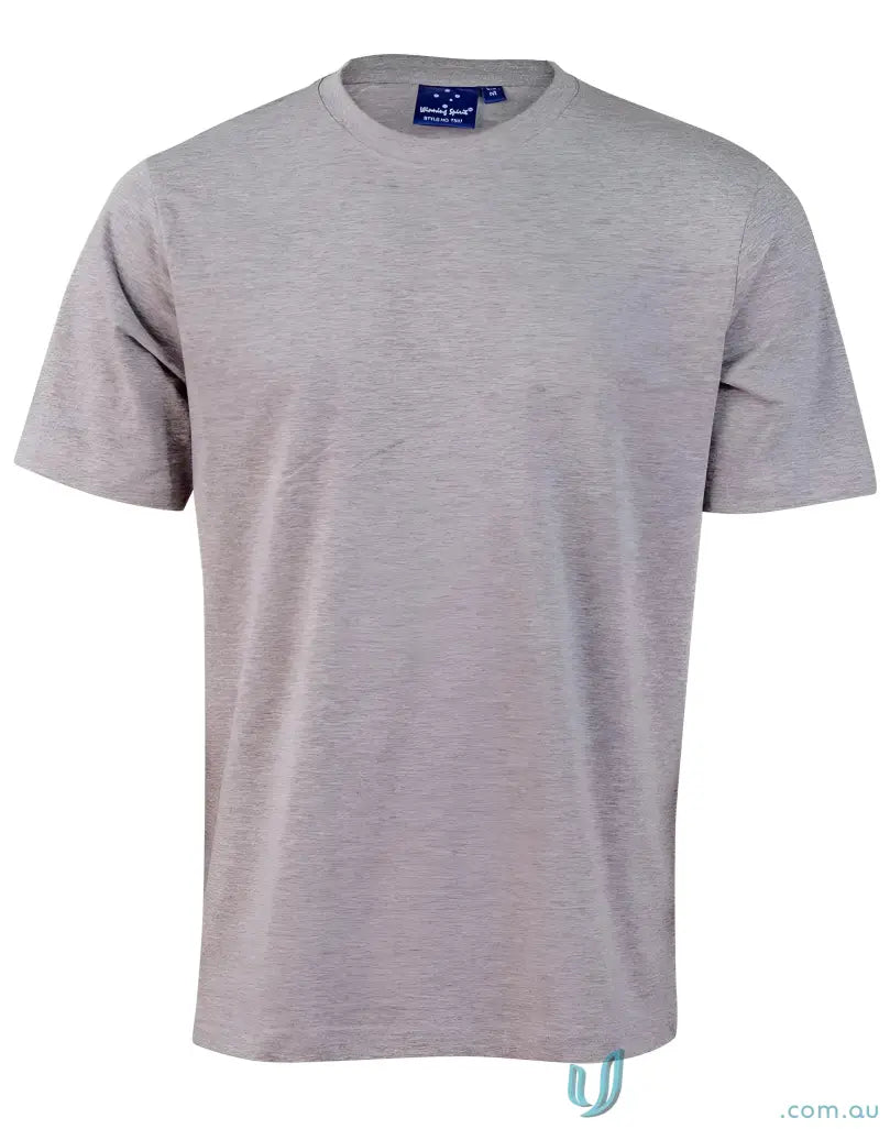 Gray crew-neck t-shirt made from combed cotton, perfect for uniforms or workwear