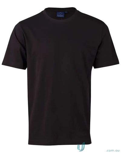 Black short-sleeved T-shirt made of combed cotton, perfect for uniforms and workwear