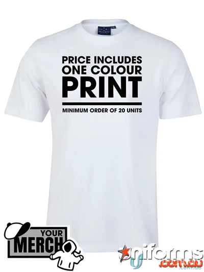 White combed cotton T-shirt from One Colour Print ADULT Semi Fit Tee, great for uniforms or workwear