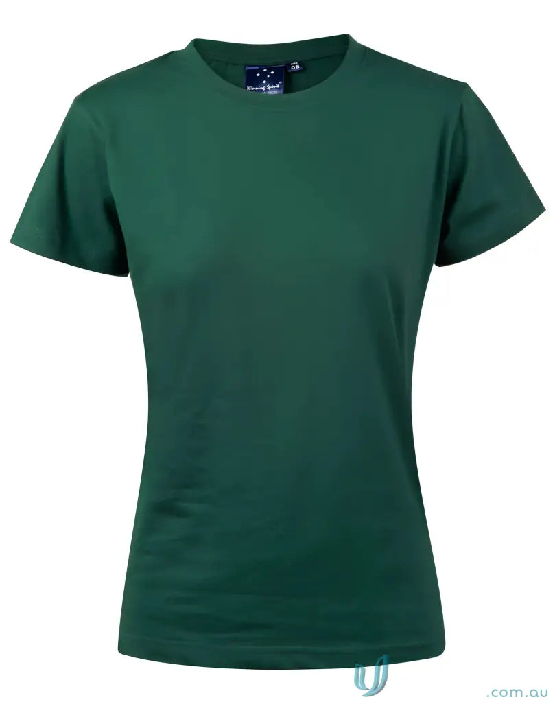 Green women’s T-shirt made of combed cotton, perfect for uniforms or workwear