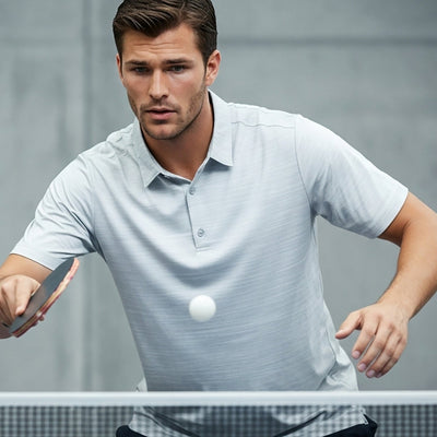 Orbit short sleeve light gray textured polo in certified recycled polyester