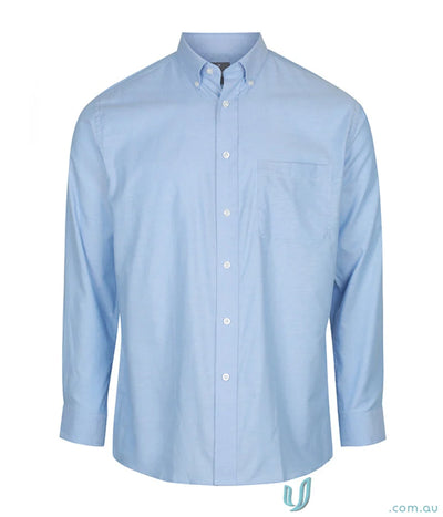 Light blue Oxford Weave LS Shirt with long sleeves and easy iron fabric