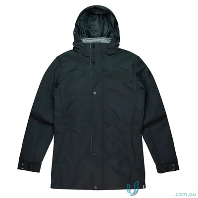 Black hooded rain jacket from Parklands Mens Jacket, perfect for workwear and uniforms