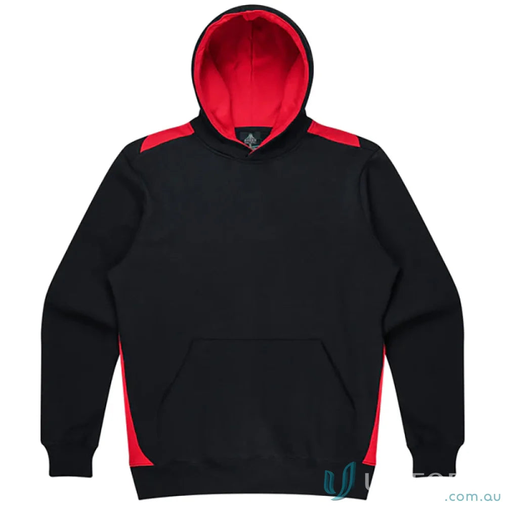 Paterson Kids Hoodie black and red contrast panel soft brushed hoodie for kids