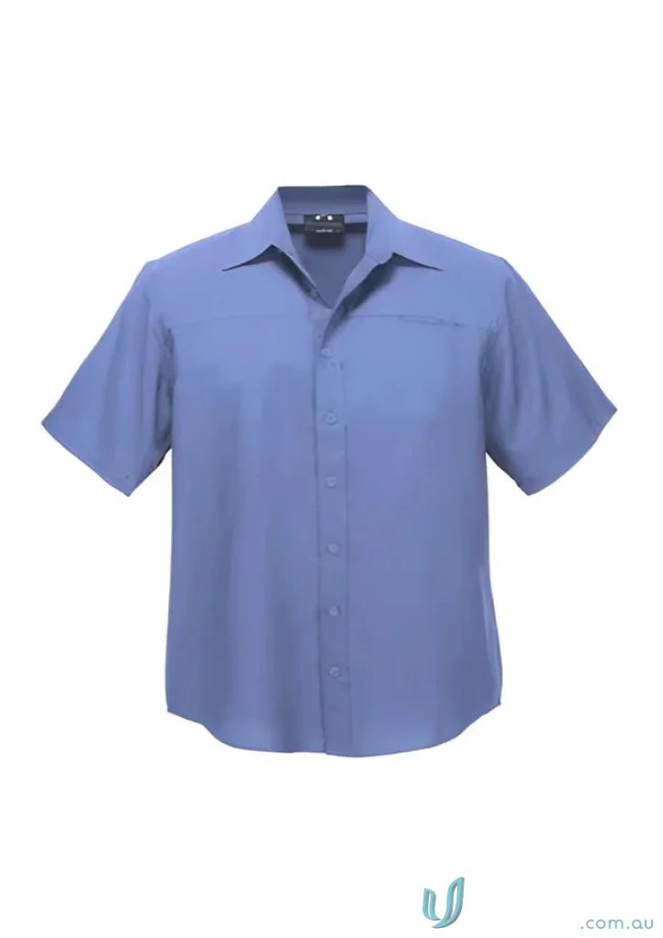Blue short-sleeved Oasis Shirt for men, perfect mens Oasis short sleeve style