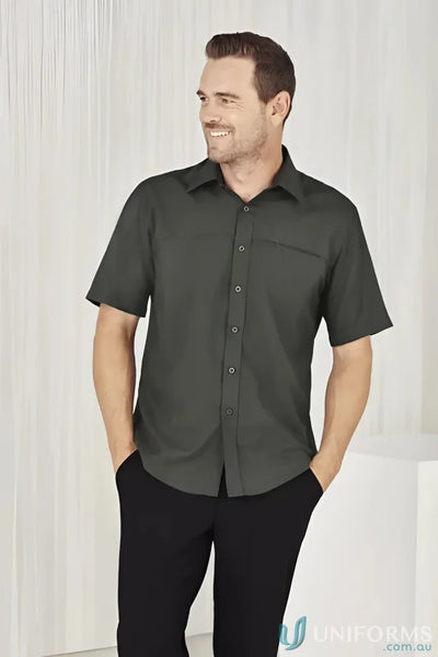 Man in a mens Oasis Short Sleeve Shirt showcasing the Oasis Shirt collection