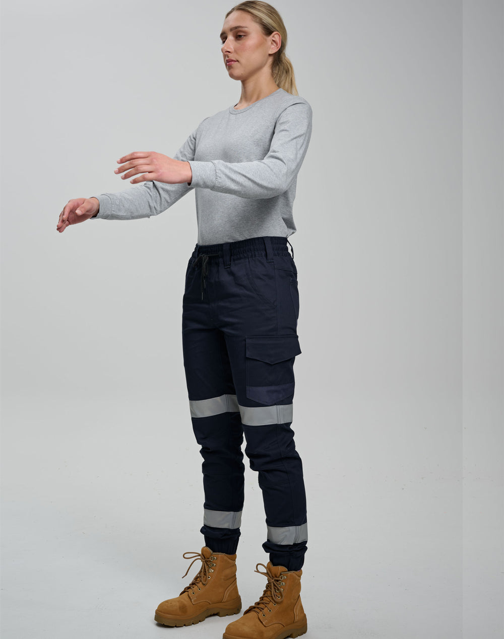 PLANETT WP28HV taped cotton stretch drill cuffed work pants back view