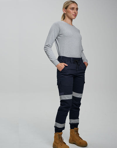 PLANETT WP28HV taped cotton stretch drill cuffed work pants, navy blue