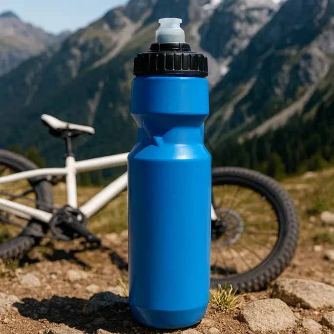 Planett Trek Bottle 700ml blue bike bottle with black cap and white spout