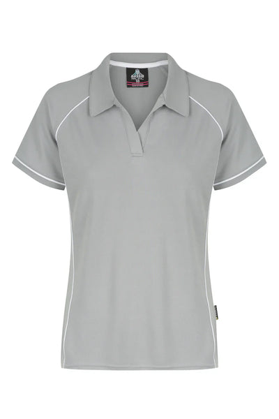 Gray Endeavour Lady Polo womens shirt with white trim