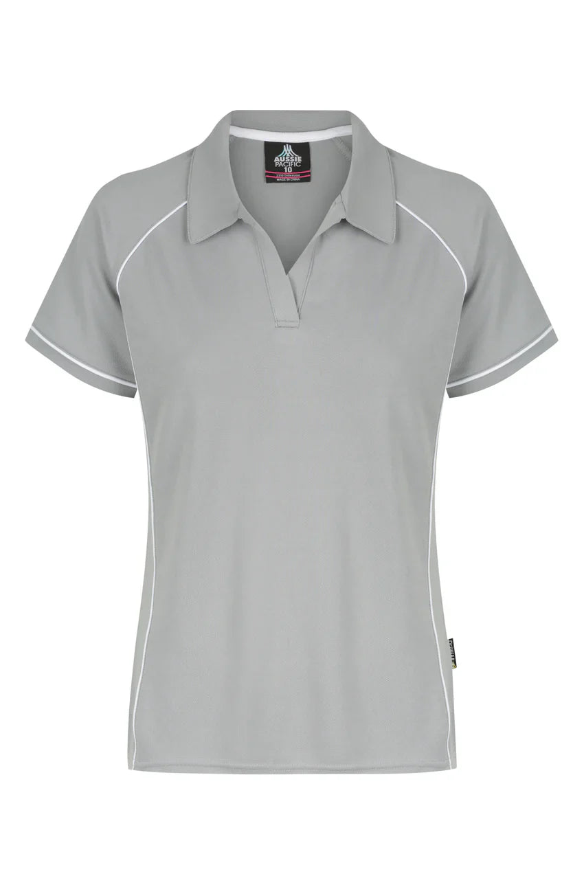 Gray Endeavour Lady Polo womens shirt with white trim