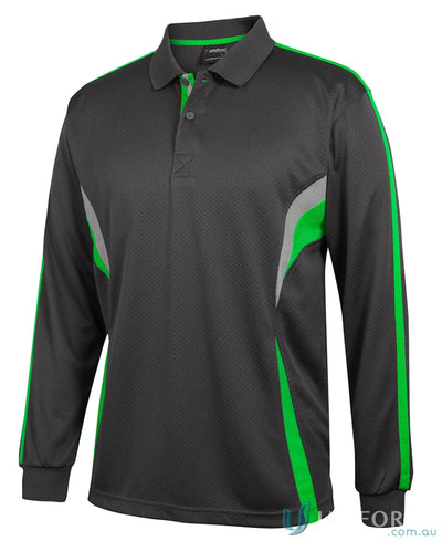 Jb’s Podium Cool long sleeve polo in black with green gray accents
