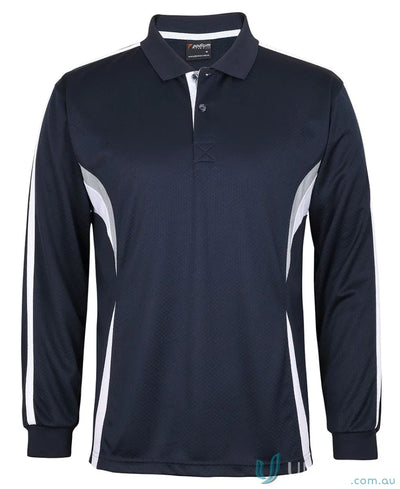 Jb’s Podium Cool long sleeve polo in navy blue with white mesh panels