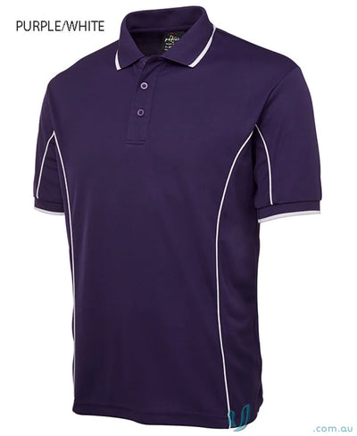Purple and white JBs Podium Piping Polo shirt in podium cooling fabric, piping short sleeve