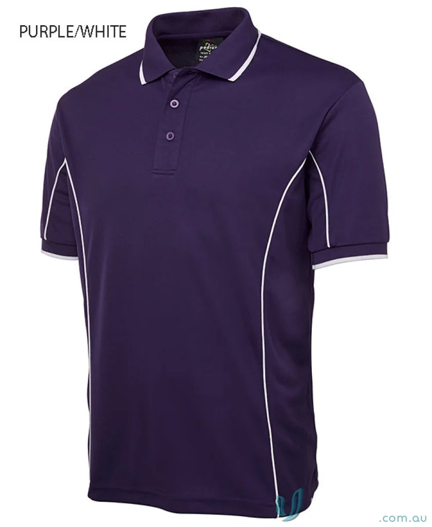 Purple and white JBs Podium Piping Polo shirt in podium cooling fabric, piping short sleeve