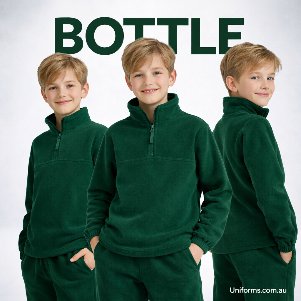 PolarTech kids half zip 290gsm polar fleece low-pill green pullover set