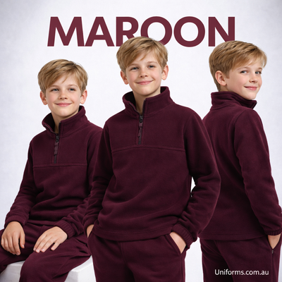 PolarTech kids half zip 290gsm polar fleece low-pill maroon pullover set