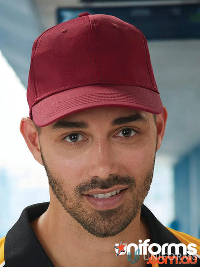 Maroon polycotton twill cap from Spirit Polycotton Twill ch13 collection