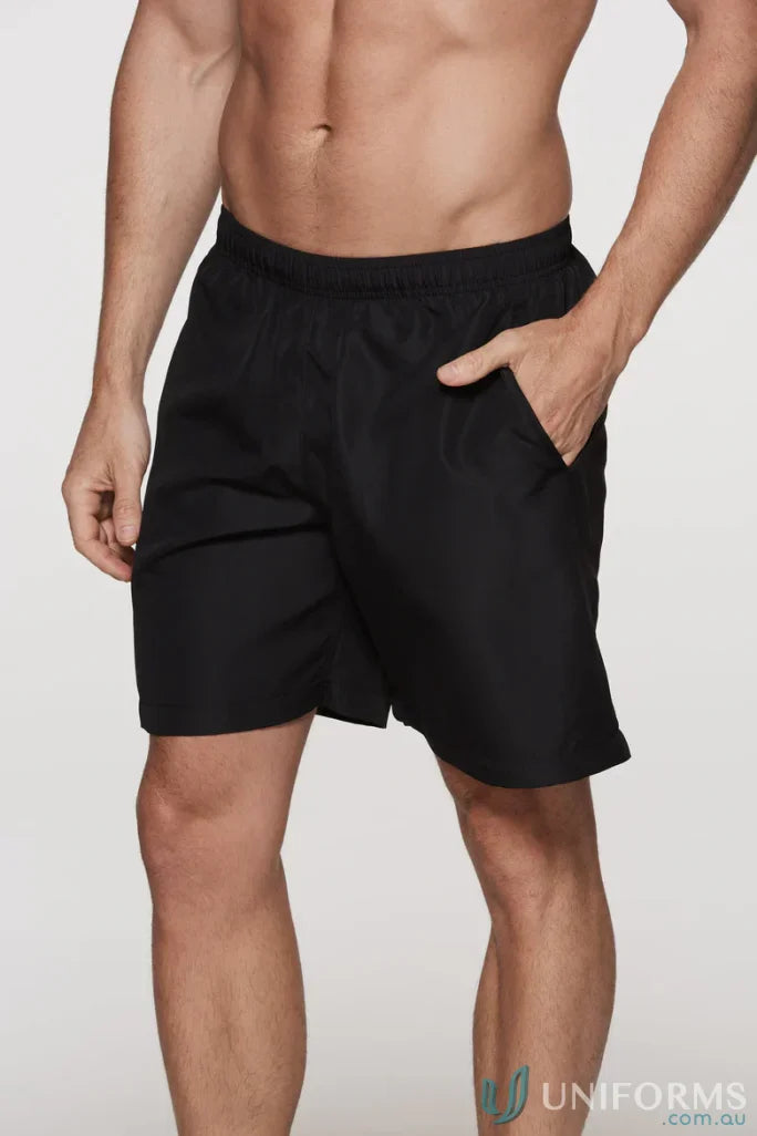 Black polyester pongee Pongee shorts perfect for uniforms or workwear casual style