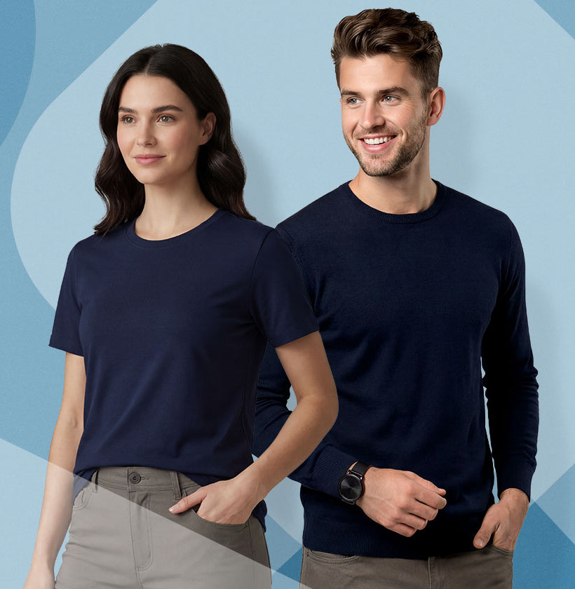 Navy blue Mornington LS Tee in ultimate cotton for her and him