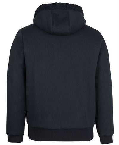 Premium full-zip shepherd hoodie with plush fleece-lined hood