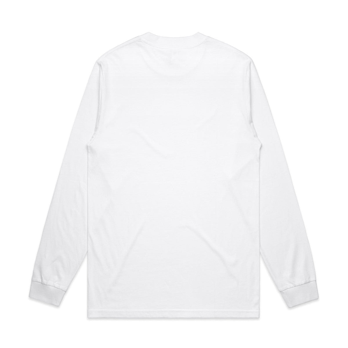 White long-sleeved t-shirt with a simple design.
