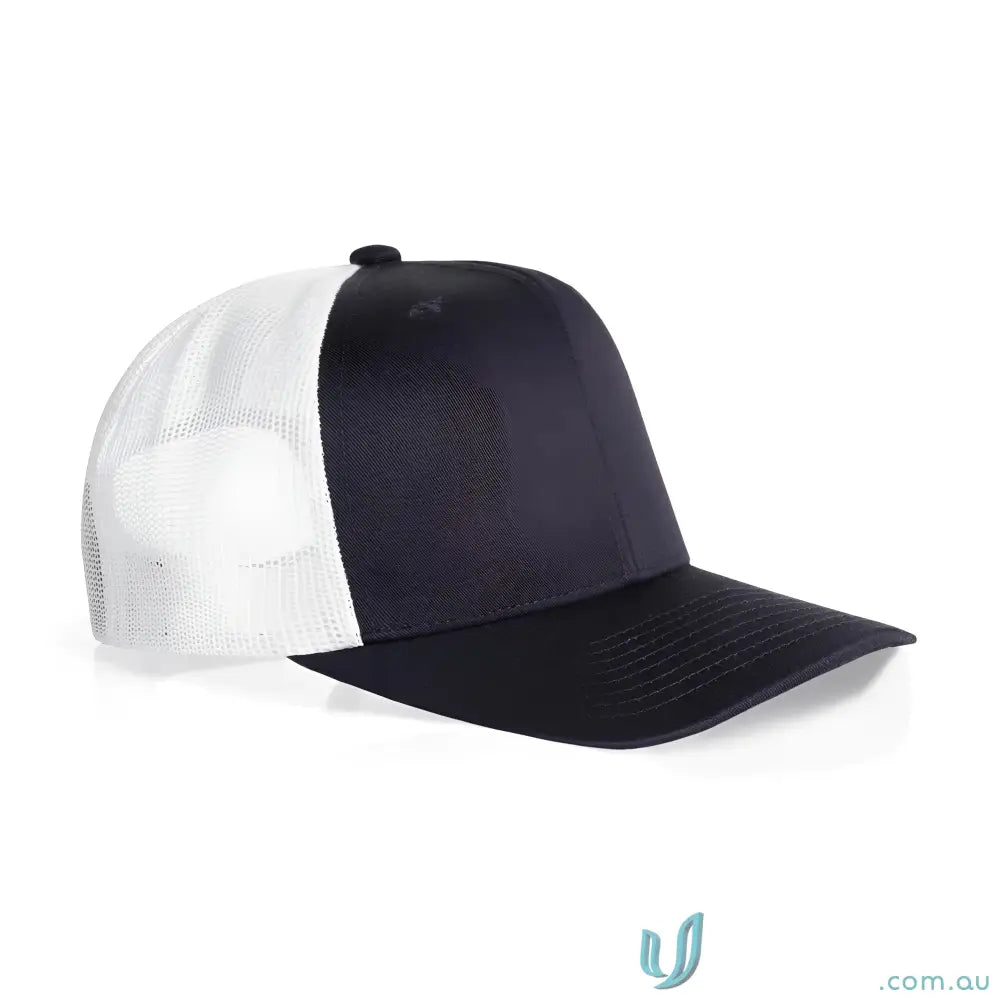 Premium Mesh Contrast Trucker Cap with recycled polyester mesh and curved peak