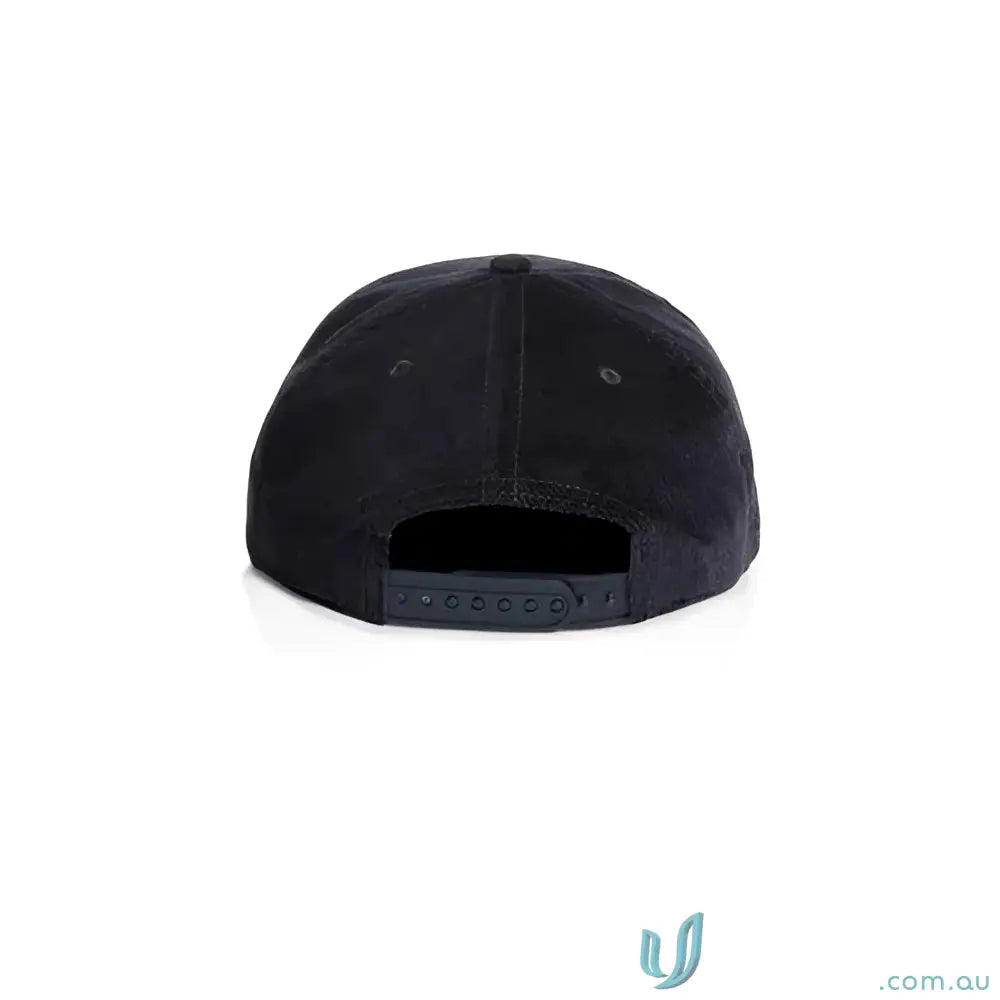 Dark blue unstructured five-panel cap with 16-wale partridge cord and matte nylon rope